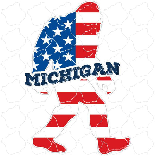 Michigan USA Flag Bigfoot