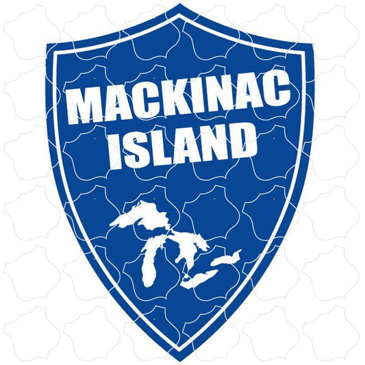 Mackinac Island, MI Blue Vertical Shield