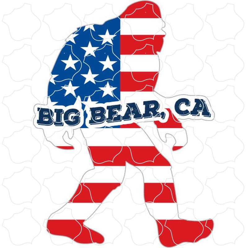 Big Bear, CA USA Flag Bigfoot