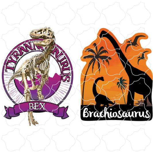 Brachiosaurus Mother & Child and T-Rex Skeleton 2 Up Sticker Sheet