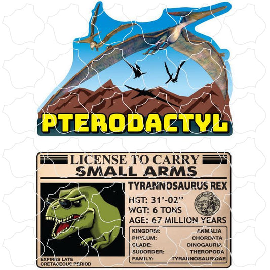 Pterodactyl and Funny Carry Small Arms T-Rex ID 2 Up Sticker Sheet