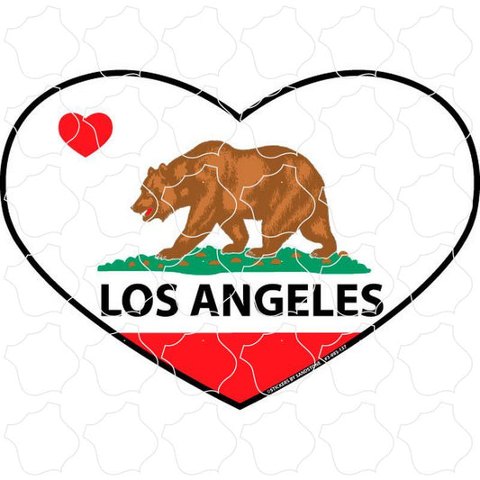 Flag Heart Shape Los Angeles, CA California Flag Heart Shape