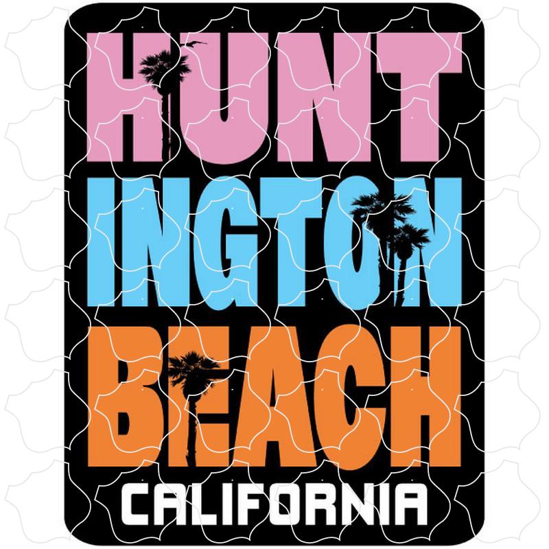 Huntington Beach, CA Pastel Stacked Lettering