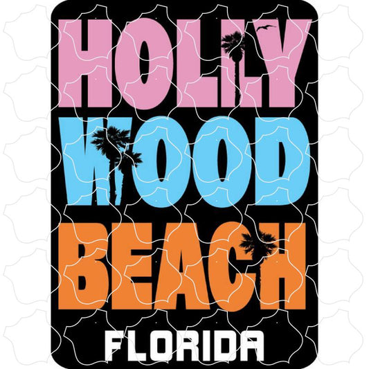 Hollywood Beach, FL Pastel Stacked Lettering