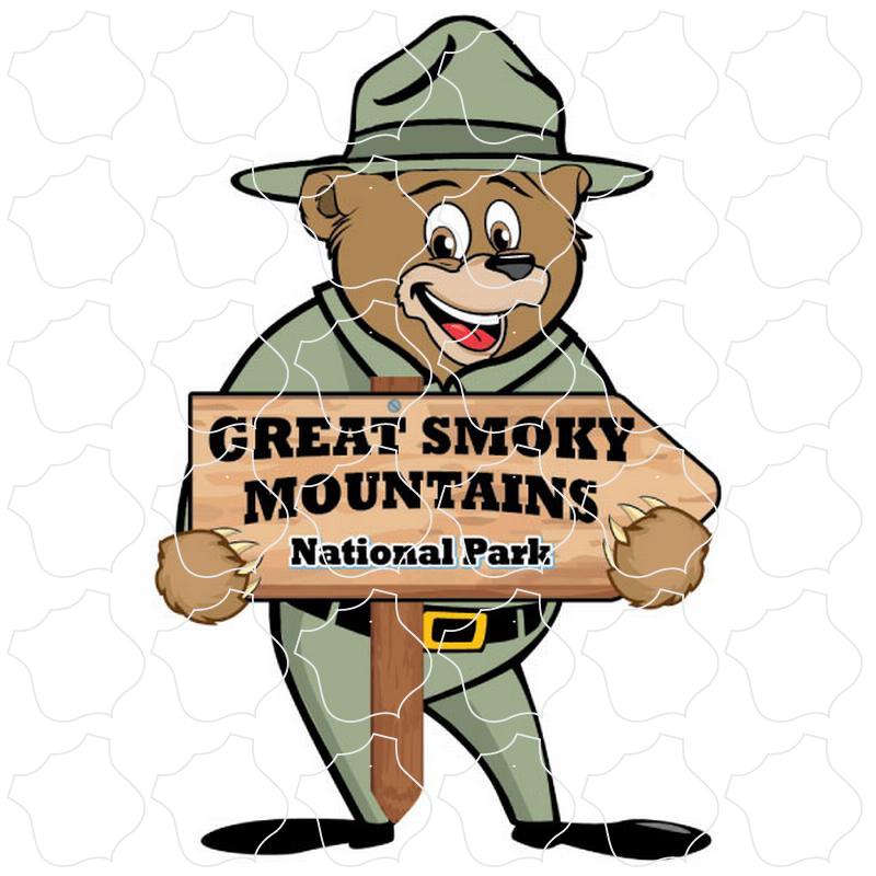 Great Smoky Mountains Ranger Bear Holding Sign