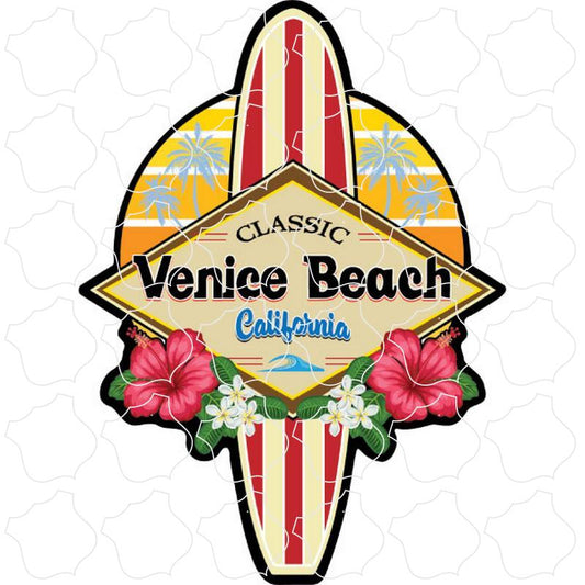 Venice Beach, California Retro Floral Surfboard