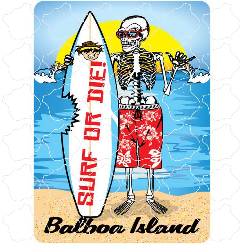 Balboa Island, CA Surf Or Die Skeleton