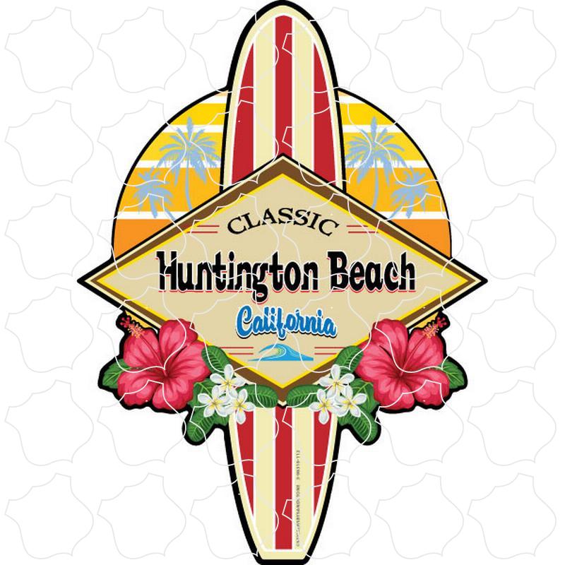 Huntington Beach, California Retro Floral Surfboard