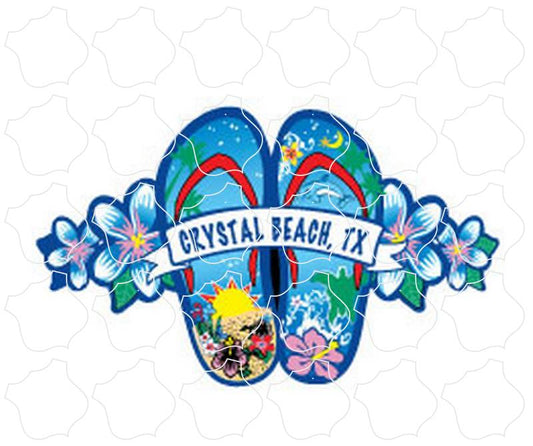 Crystal Beach, TX Blue Flower Flip Flops