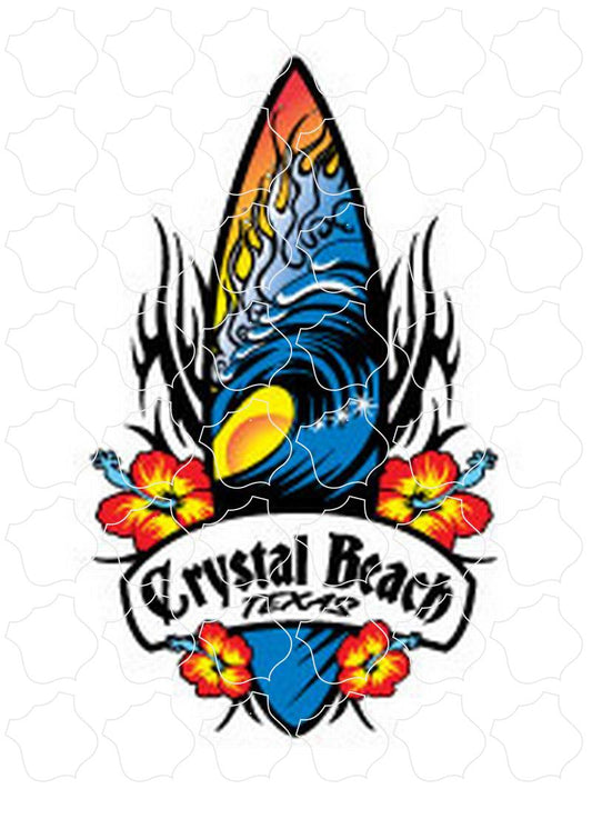 Crystal Beach, TX Tribal Surfboard