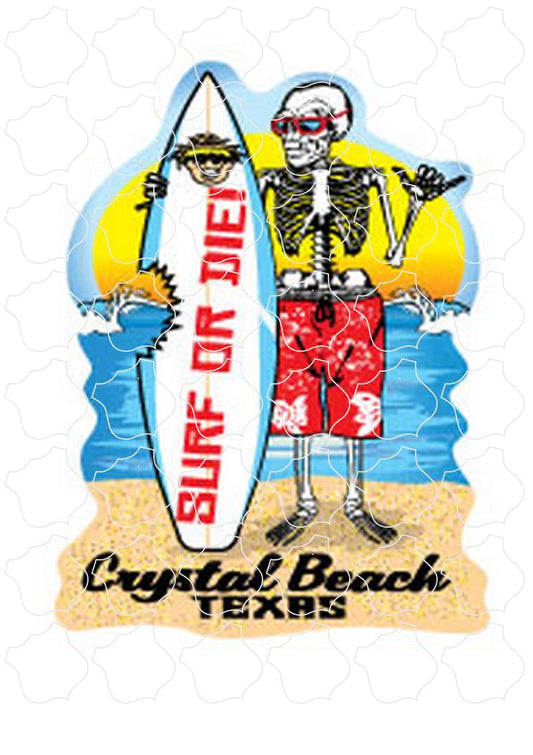 Crystal Beach, Tx Surf Or Die Skeleton