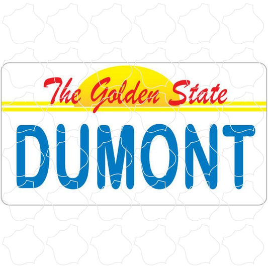 Dumont California License Plate