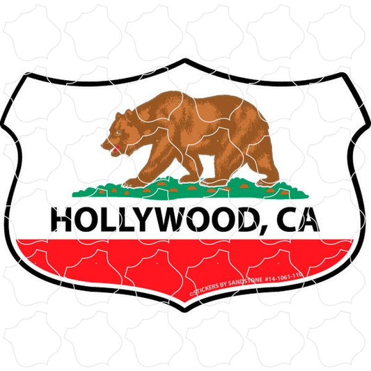 Hollywood, CA Wide California Flag Shield