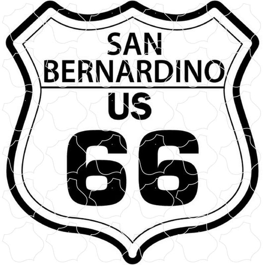 San Bernardino, CA Route 66 Black and White Shield