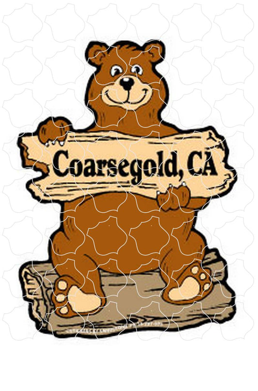 Log Bear Holding Sign Coarsegold, CA Log Bear Holding Sign