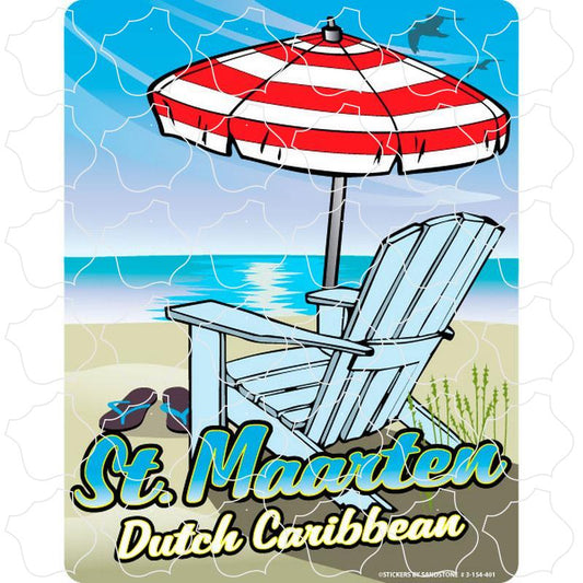 St Maarten Umbrella Beach Chair Scene