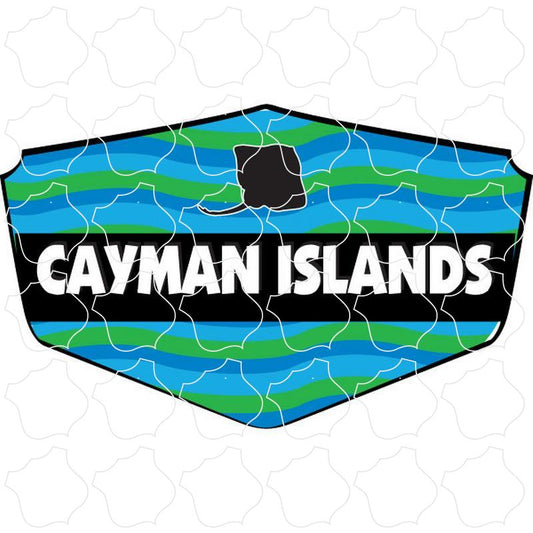 Cayman Islands Blue & Green Wavy Shield