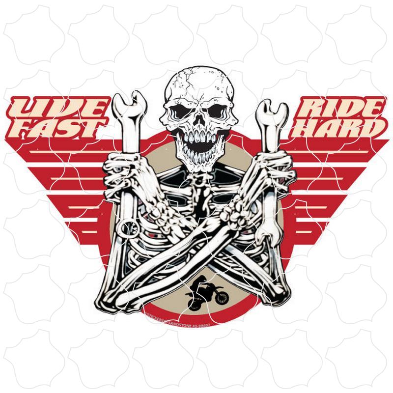 Live Fast Ride Hard Skeleton Wrench Emblem