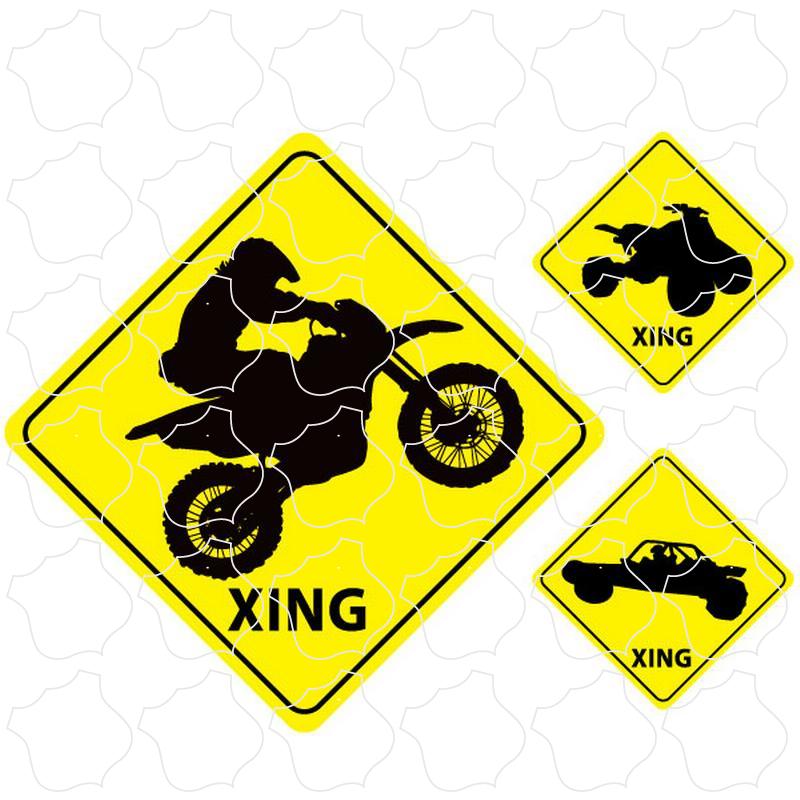 Off-road Xing Signs Off-road Xing Signs 3 Sticker Set