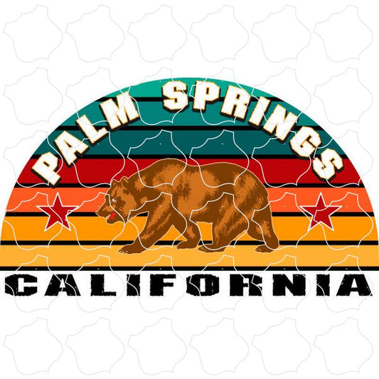 Palm Springs California Striped Half Circle Bear