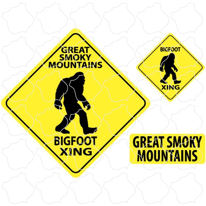 Great Smoky Mountains Bigfoot Xing Diamond Signs