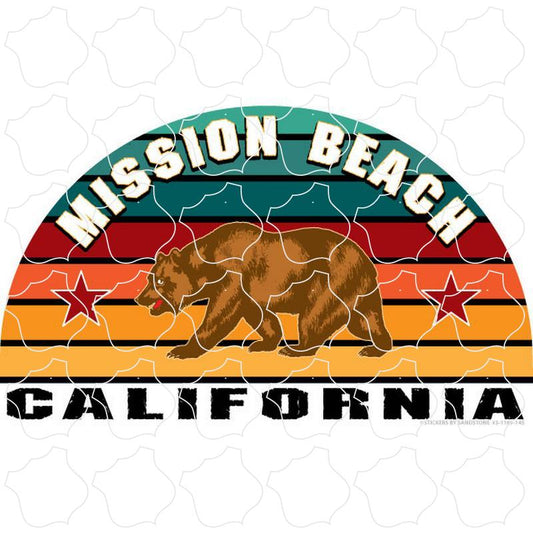 Mission Beach, California Striped Half Circle Bear