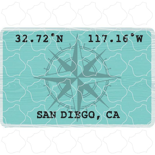 San Diego, CA Latitude & Longitude Blue Sign