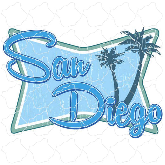 San Diego Coastal Retro Squeezed Rectangle