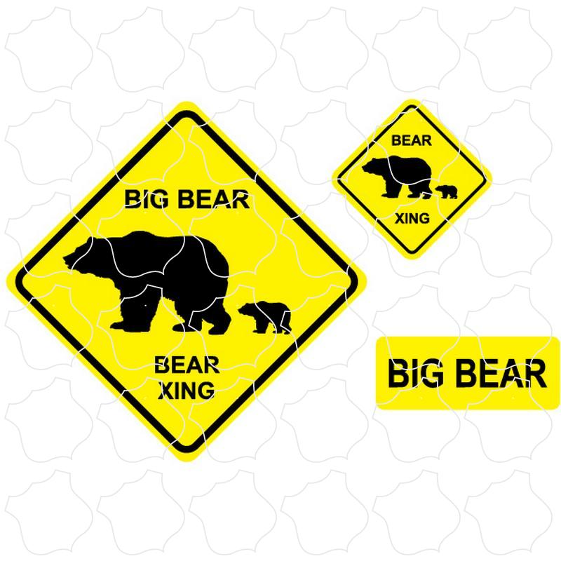 Big Bear Bear Family Crossing Signs