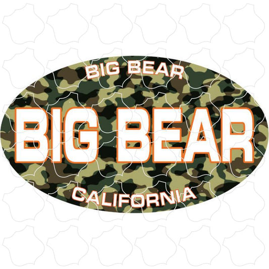 Big Bear, California Camouflage Print Filled Euro Oval