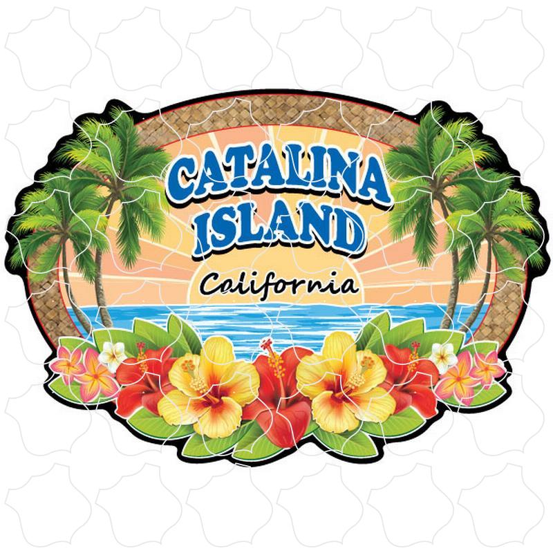 Catalina Island, CA Wicker Hibiscus Oval
