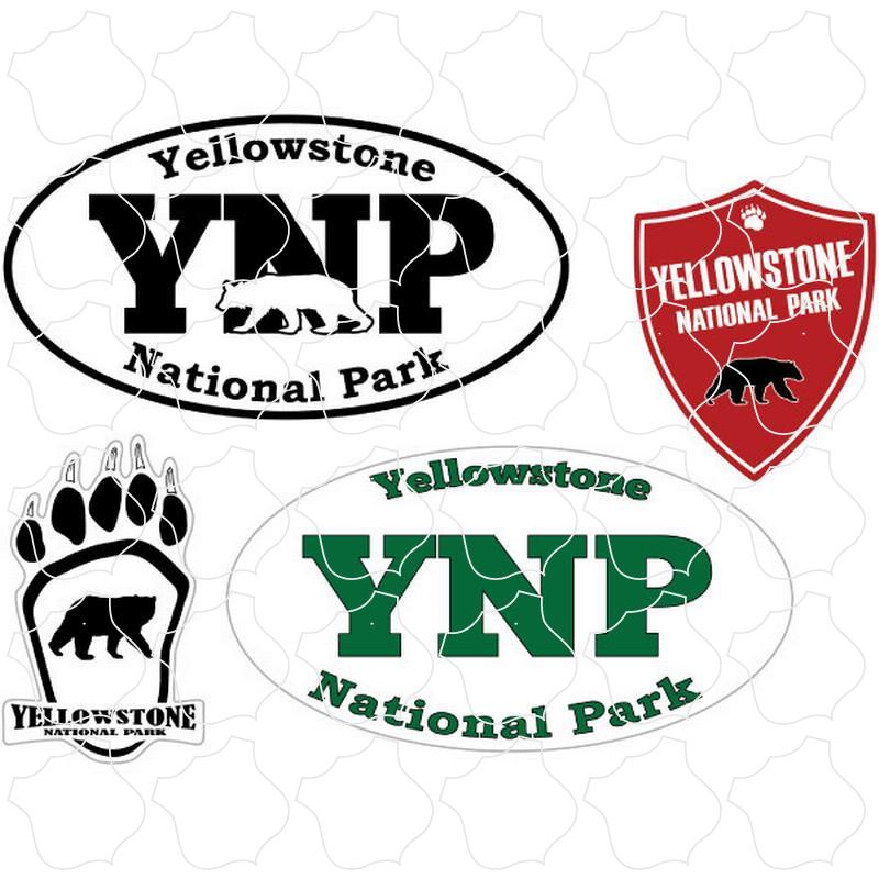 2 Euro Ovals, Paw, Shield Pack Yellowstone 2 Ovals, Paw & Shield 4 Up Sticker Sheet