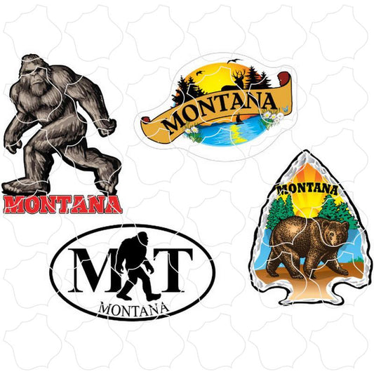 Montana Bigfoot Bears & Nature 4 Up Sticker Sheet