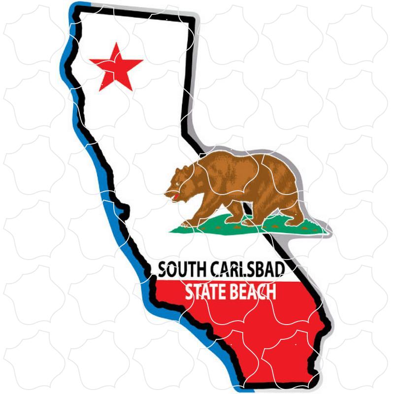 South Carlsbad State Beach California State Flag Map