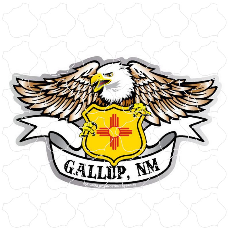 Gallup, NM Eagle Holding New Mexico Flag Shield