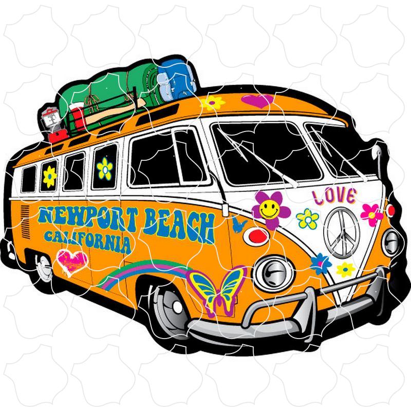 Newport Beach, CA Orange Hippy Bus