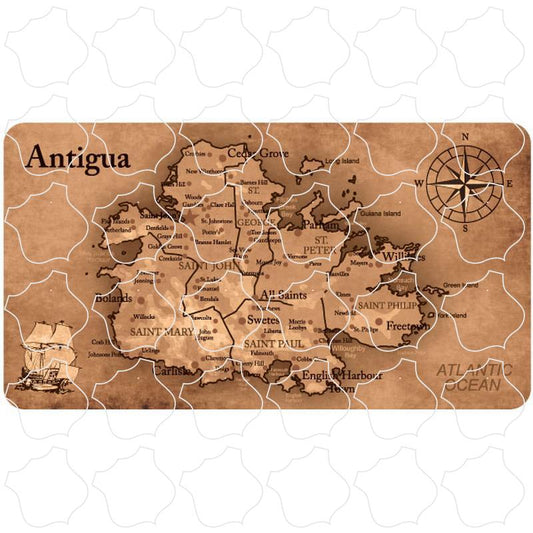 Antigua, WI Antique Parchment Map