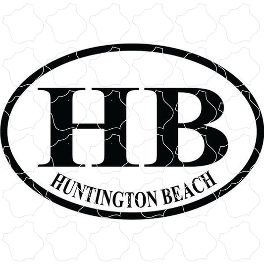 Huntington Beach, CA Black and White Euro Oval