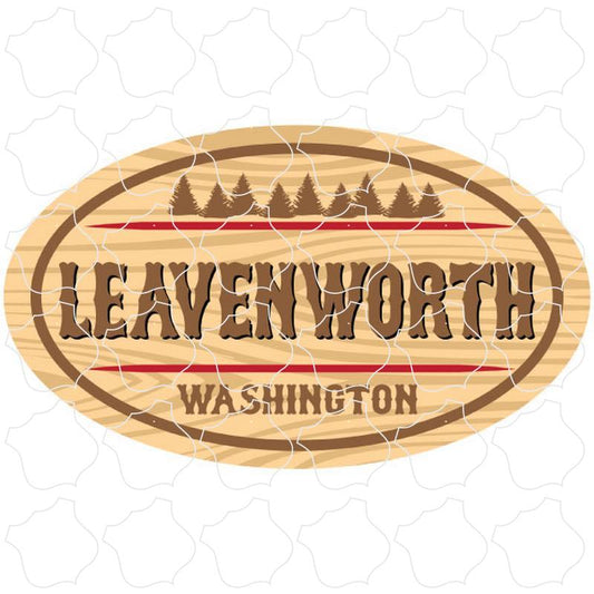 Leavenworth, WA Wood Grain Oval