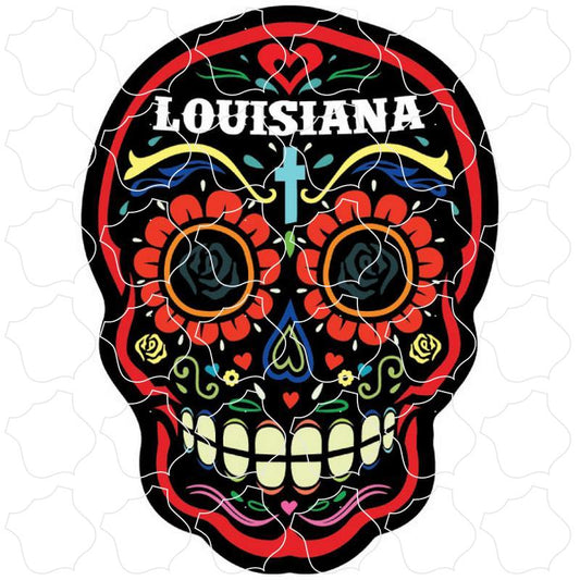 Louisiana Red and Black Sugar Skull