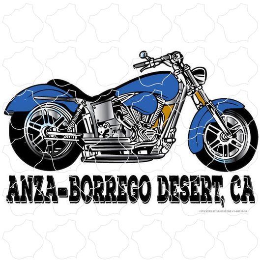 Anza-Borrego Desert, CA Blue and Chrome Motorcycle