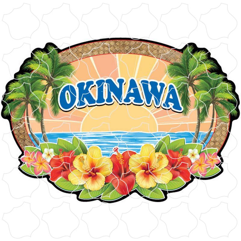 Okinawa Wicker Hibiscus Oval