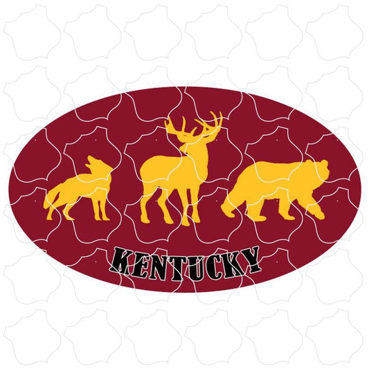 Kentucky Red Wolf Deer Bear Oval