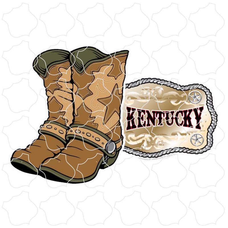 Kentucky Cowboy Boots and Belt Buckle