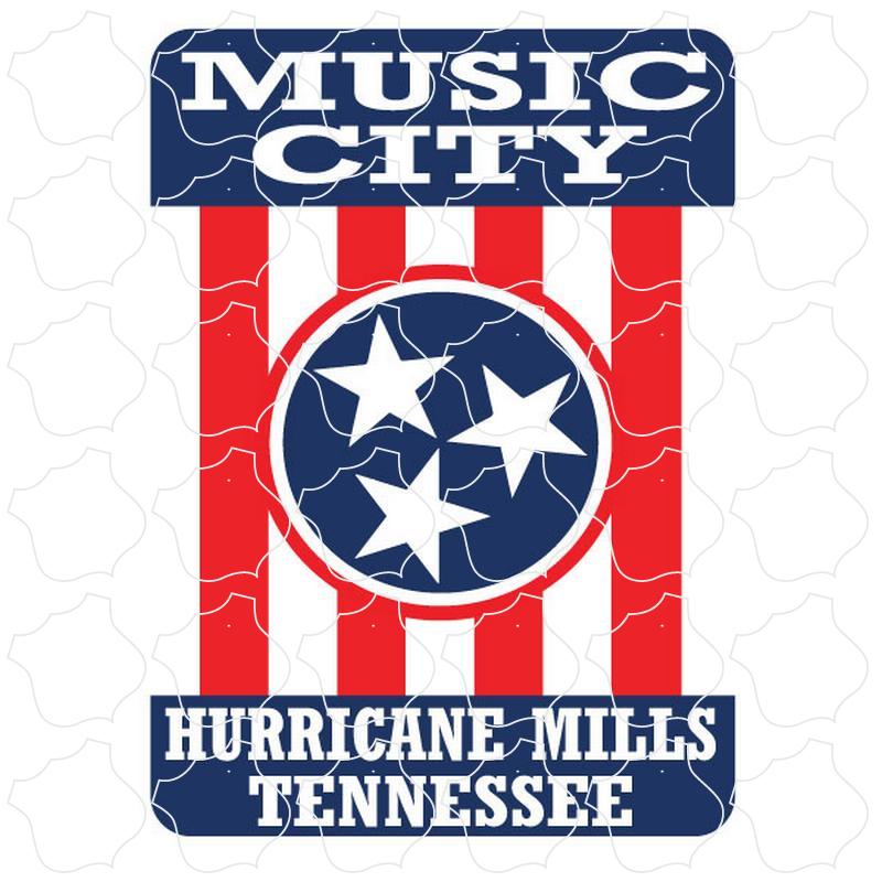 Tennessee Music City Vertical Red & White Stripes