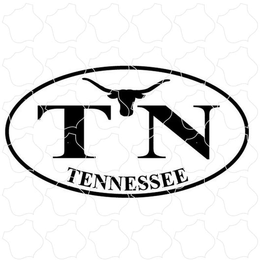 TN Tennessee Steer Skull Euro Oval