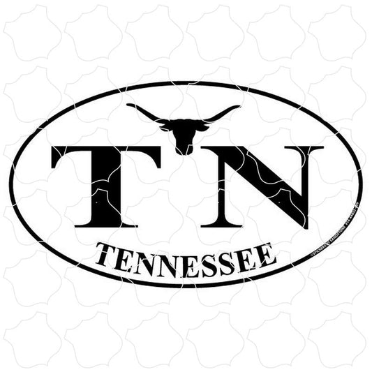 TN Tennessee Steer Skull Euro Oval