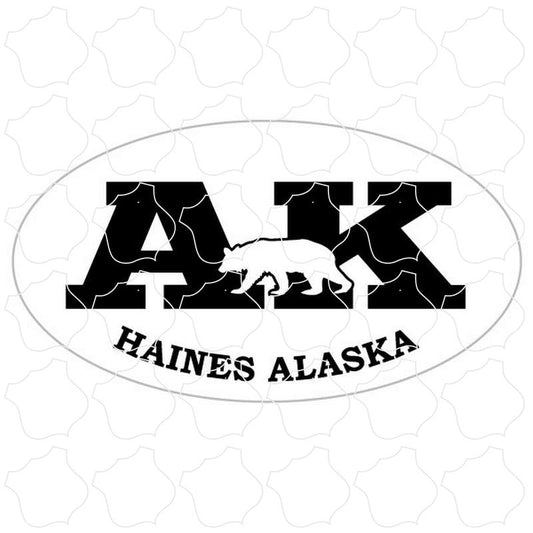 Haines, AK Black White Euro Oval