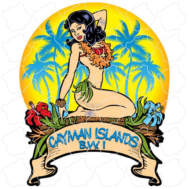 Cayman Islands B.W.I Hawaiian Girl Vert B-S-36