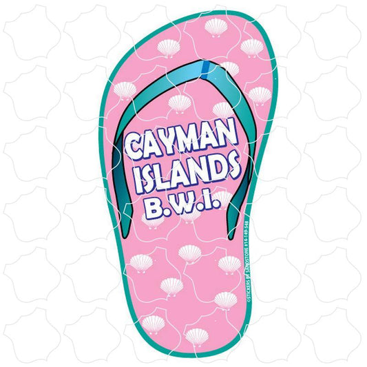 Cayman Islands B.W.I Pink Shell Print Flip Flop